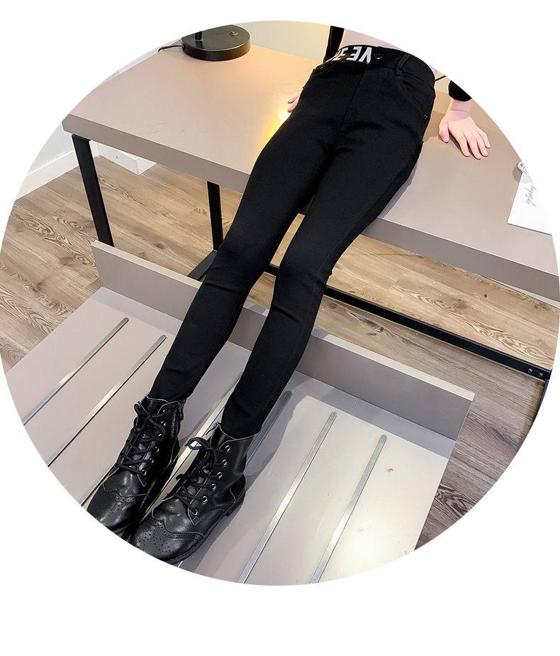 Girls' Fleece-Lined Thickening Tapered Pants 2021 New Autumn/Winter Fashionable Slim Fit Elastic Outerwear Leggings Pencil Pants