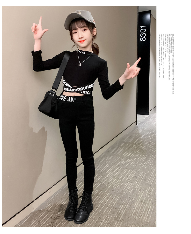 Girls' Fleece-Lined Thickening Tapered Pants 2021 New Autumn/Winter Fashionable Slim Fit Elastic Outerwear Leggings Pencil Pants