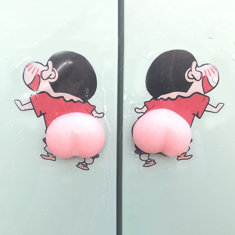 Car Car Door Bumper Strip Ass Anti-Collision Sticker Crayon Xiaoxin Cartoon Cute Ass Anti-Scratch Rearview Mirror Bumper Stickers