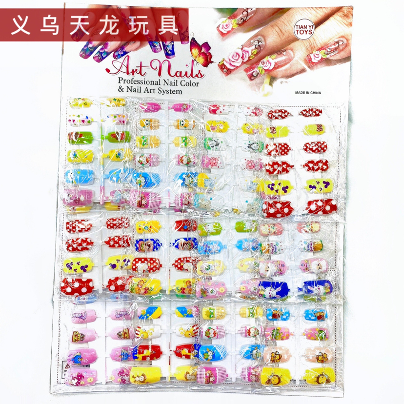 Children&#039;s Toy Nail Sticker Cartoon Children Girl Detachable Repeated Use Fake Nail Patch Nail Sticker Cute Wear Nail Tip