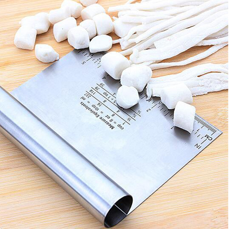 Large with Scale Baking Scraper Stainless Steel Cream Cake Scraper Bread Pizza Dough Cutter