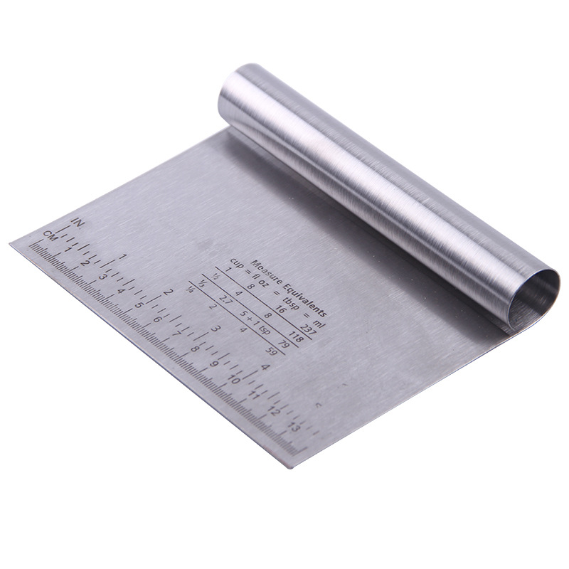 Large with Scale Baking Scraper Stainless Steel Cream Cake Scraper Bread Pizza Dough Cutter