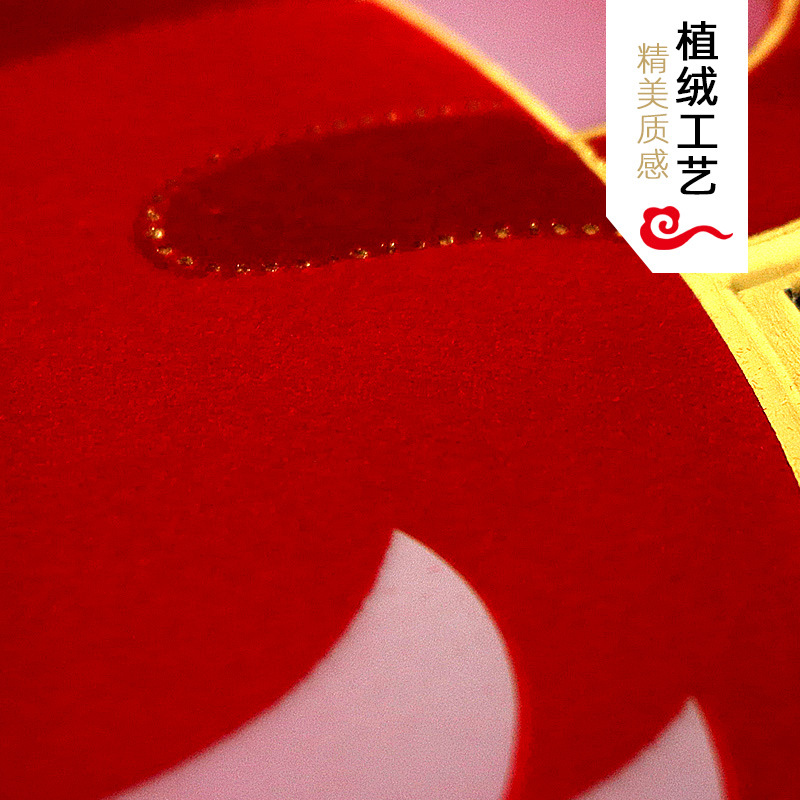 New Year of Tiger Cartoon Chinese Zodiac Signs Door Sticker Gilding Lucky Word Door Sticker Door Sticker Flocking Sprinkling Gold Powder Three-Dimensional Window Stickers Wholesale