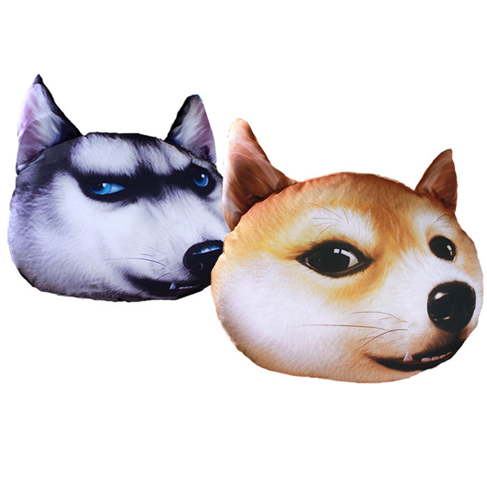 3D Husky Automotive Headrest Neck Pillow Car Car Seat Cushion Car Protection Neck Pillow Head Four Seasons Cartoon Car Sticker Supplies