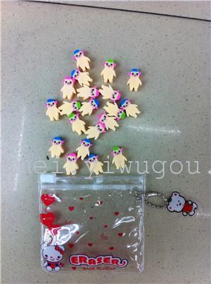 Cute mini jehubbah rubber eraser rubber zipper bags cartoon students selling