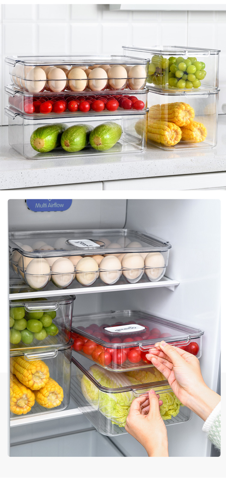 Refrigerator Storage Box Frozen Storage Household Food Fresh-Keeping Partition Drawer Type Egg Cutter Special Vegetable Finishing Refrigerator Storage Box Frozen Storage Household Food Fresh-Keeping Partition Drawer Type Egg Cutter Special Vegetable Finishing