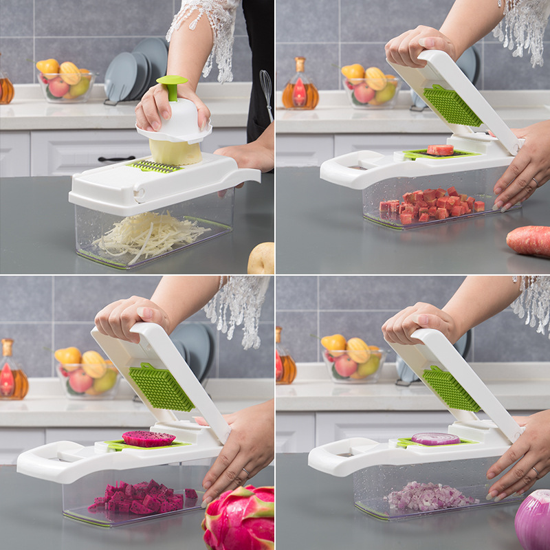 Multi - functional kitchen dish cutter four - sided planer slicing basket household stainless steel potato slices