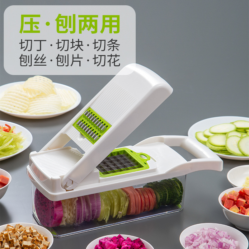 Multi - functional kitchen dish cutter four - sided planer slicing basket household stainless steel potato slices