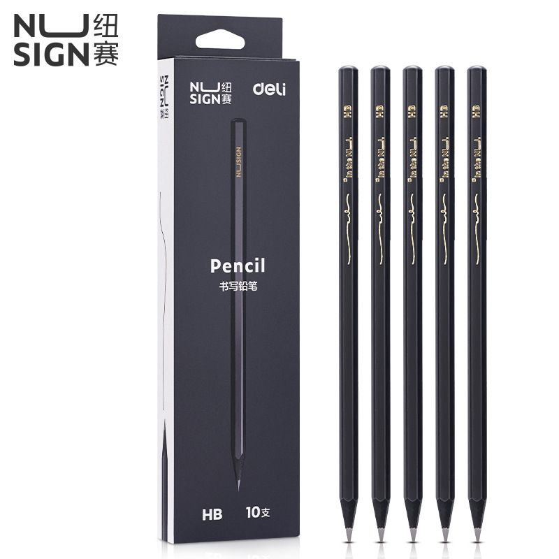 Deli Nusai Pencil 2B HB Kindergarten Black Wood Pencil 10 PCs Primary School Student Hexagonal Pencil Stationery Wholesale