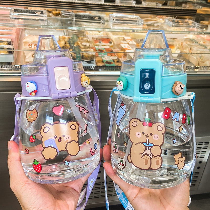 Cartoon Cute Mobile Phone Bracket Net Red Big Belly Water Cup Creative DIY Sticker Portable Lanyard Strap Student Plastic Cup