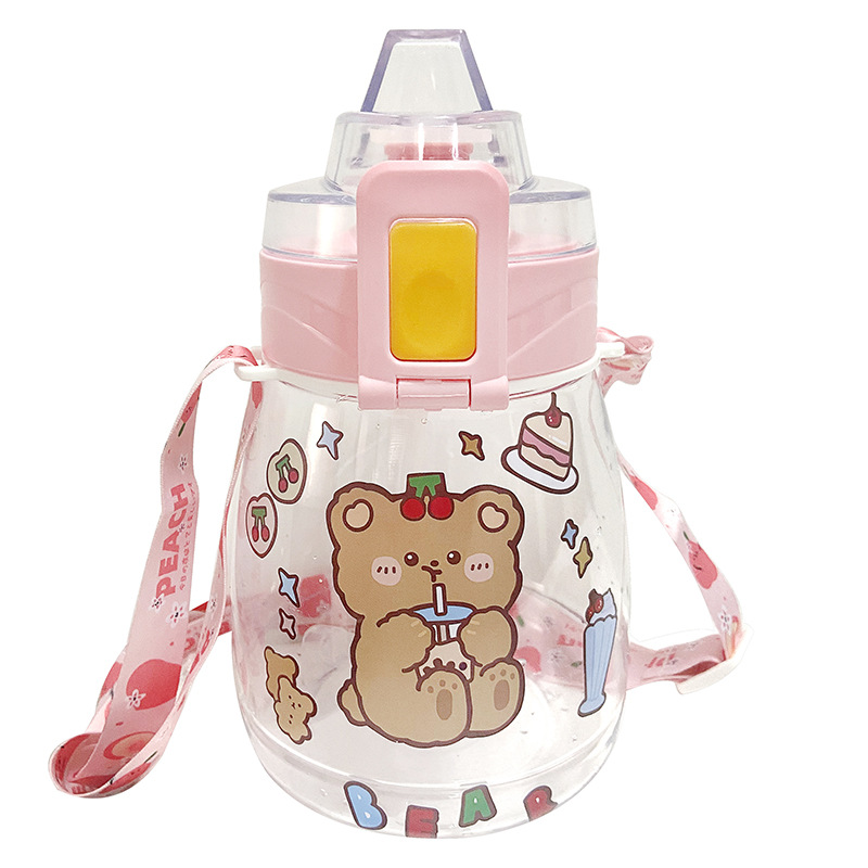 Cartoon Cute Mobile Phone Bracket Net Red Big Belly Water Cup Creative DIY Sticker Portable Lanyard Strap Student Plastic Cup