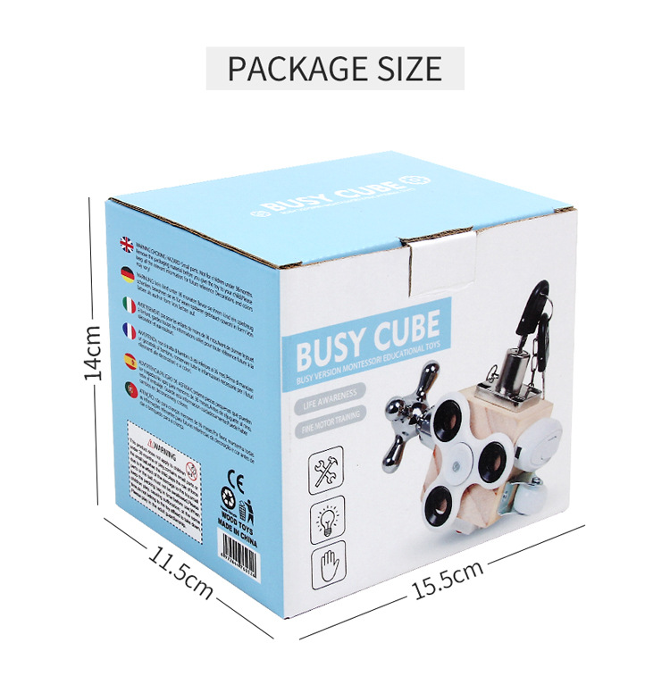 Cross-Border Amazon Children's Montessori Busy Block Puzzle Unlocking Toy Enlightenment Early Education Teaching Aids Montessori Busy Board