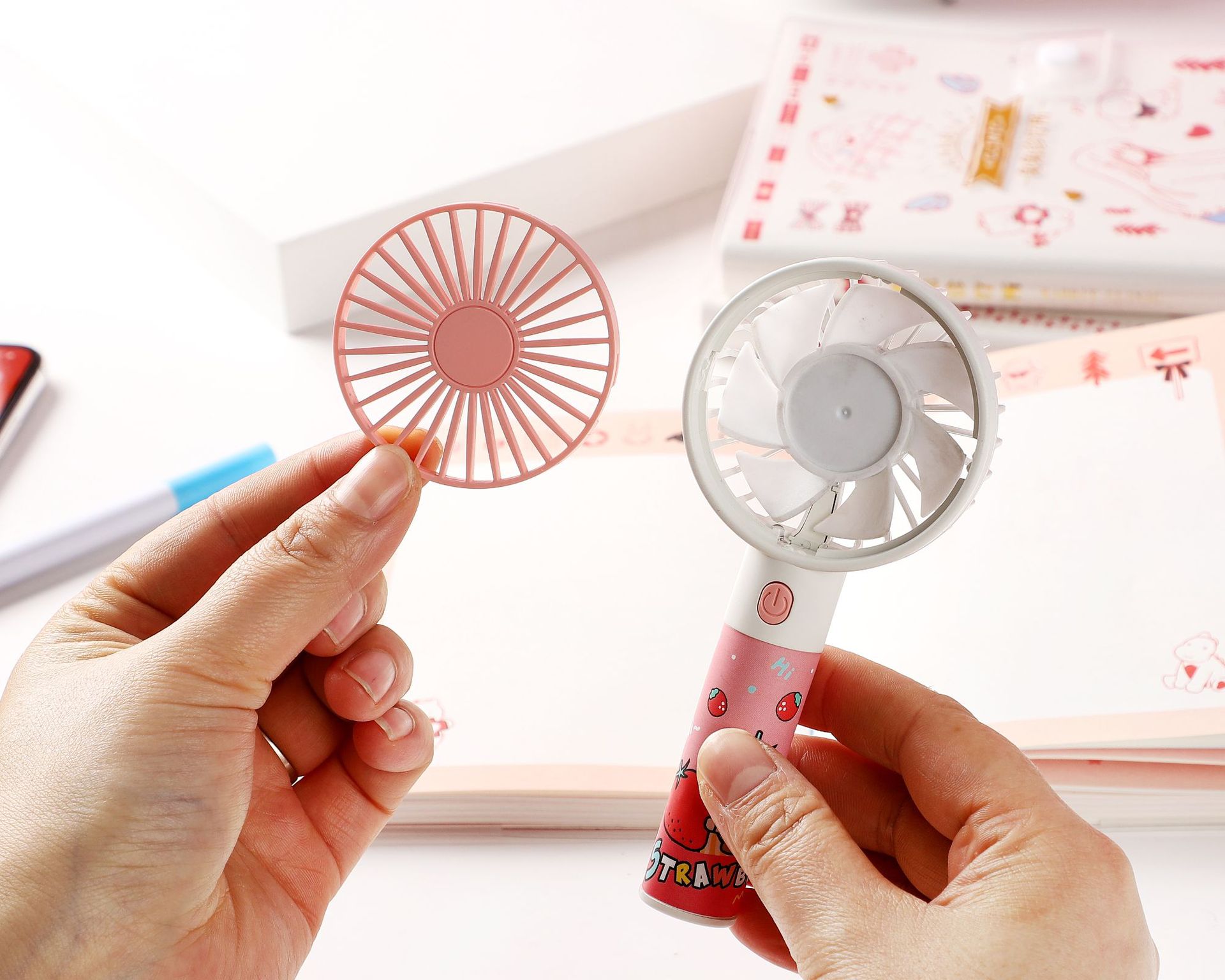 DIY Sticker Mini Cartoon Handheld Fan Lightweight Pocket Little Fan USB Charging Three Gear Night Light Fan DIY Sticker Mini Cartoon Handheld Fan Lightweight Pocket Little Fan USB Charging Three Gear Night Light Fan