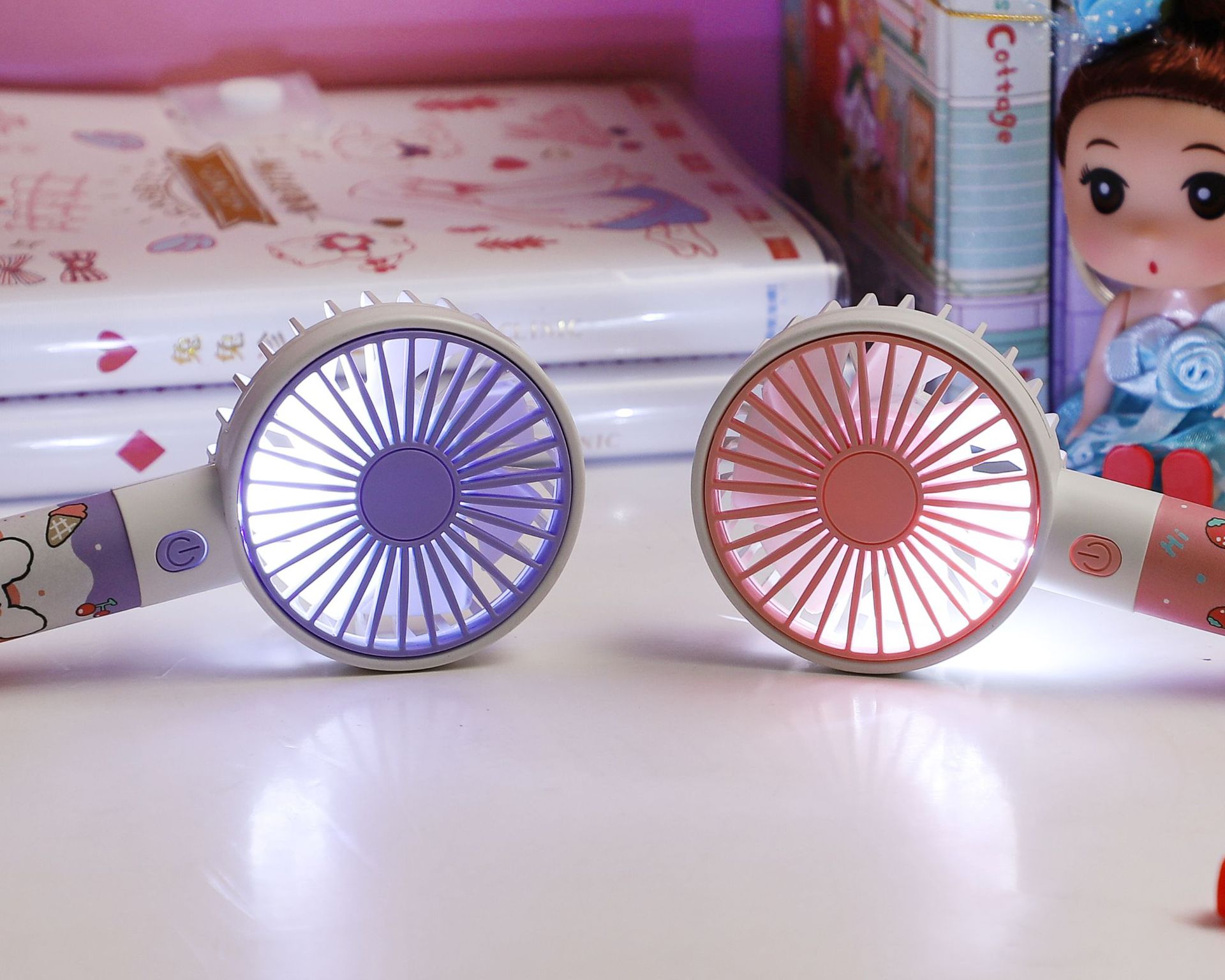 DIY Sticker Mini Cartoon Handheld Fan Lightweight Pocket Little Fan USB Charging Three Gear Night Light Fan DIY Sticker Mini Cartoon Handheld Fan Lightweight Pocket Little Fan USB Charging Three Gear Night Light Fan