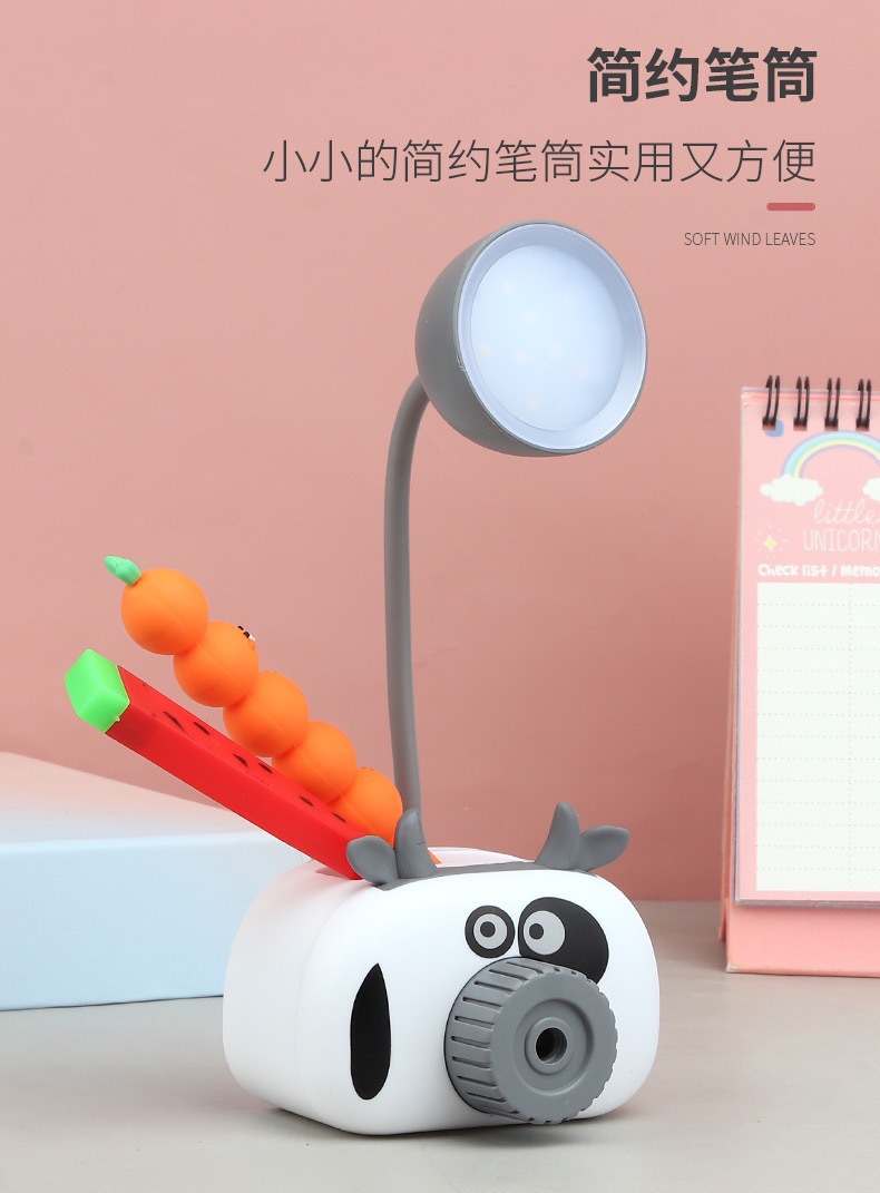 Cartoon Animal Pencil Sharper Desk Lamp Led Student Dormitory Bedroom Reading Eye Protection Desk Lamp Gift USB Charging