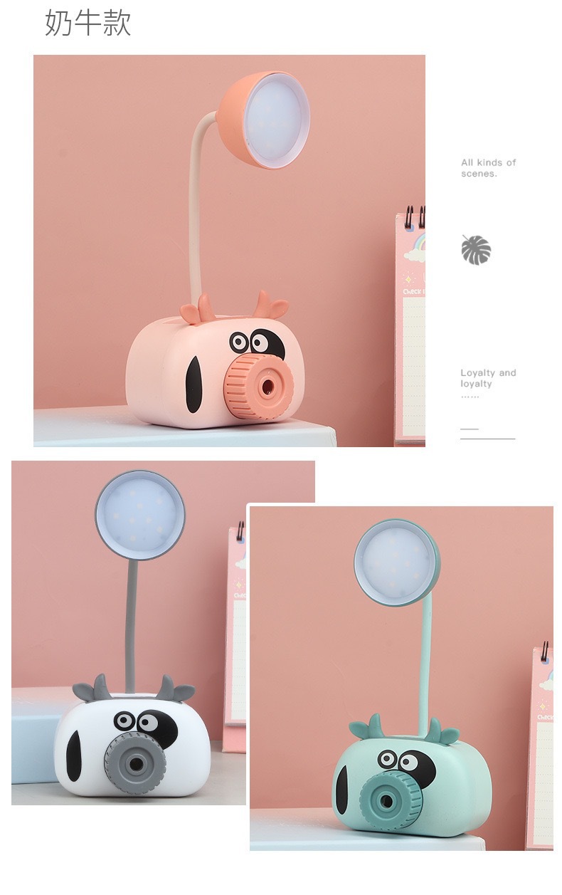 Cartoon Animal Pencil Sharper Desk Lamp Led Student Dormitory Bedroom Reading Eye Protection Desk Lamp Gift USB Charging