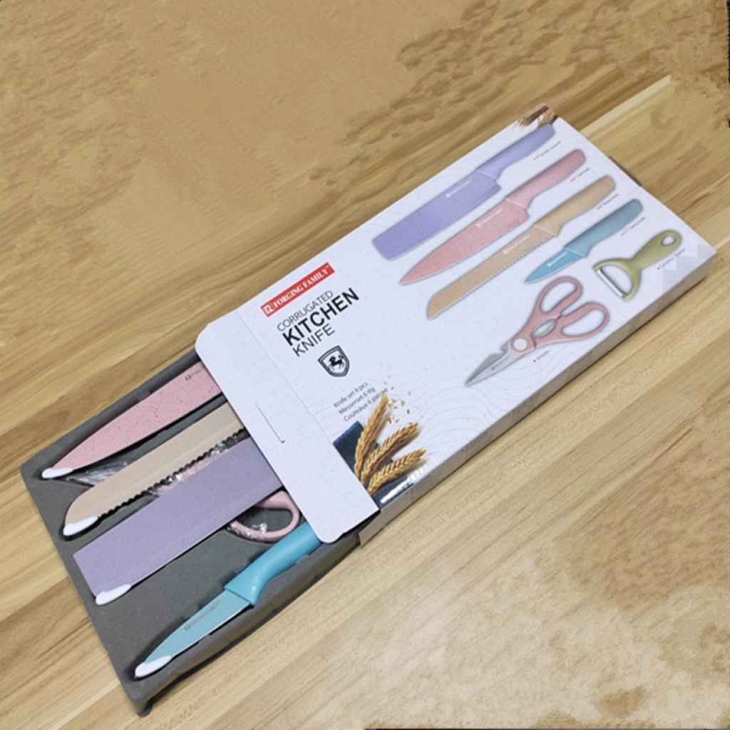 Factory Direct Supply Wheat Straw 6-Piece Set Stainless Steel Cutter Set Gift Knife Kitchen Fruit Knife Kitchen Knife Factory Direct Supply Wheat Straw 6-Piece Set Stainless Steel Cutter Set Gift Knife Kitchen Fruit Knife Kitchen Knife