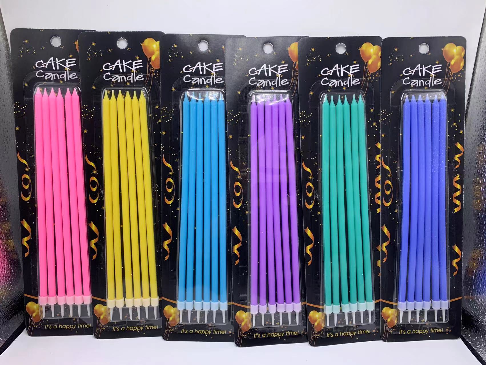 19cm Candle Gradient Color Party Cake Decoration Gold Plated Color Birthday Cake Long Brush Holder Pencil Candle