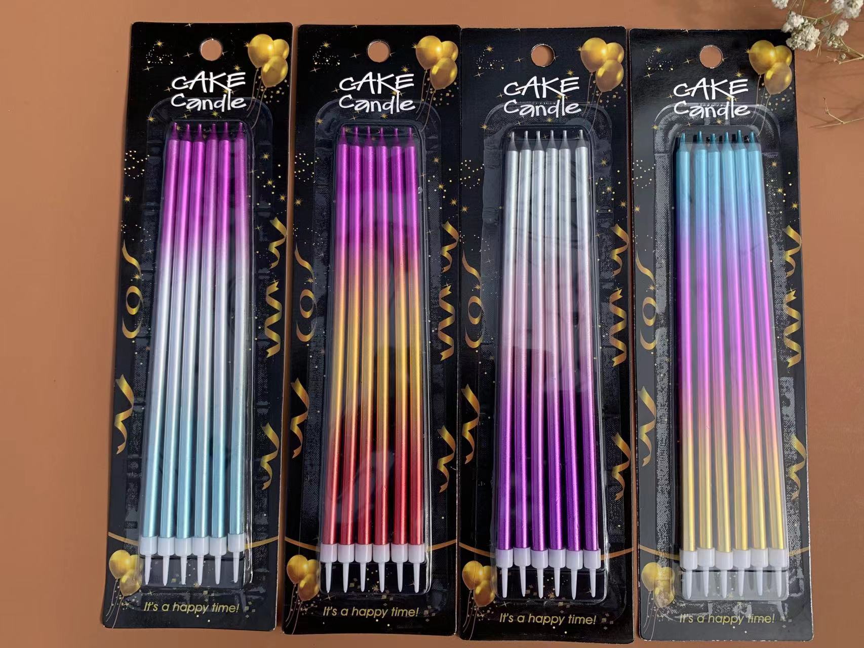 19cm Candle Gradient Color Party Cake Decoration Gold Plated Color Birthday Cake Long Brush Holder Pencil Candle 19cm Candle Gradient Color Party Cake Decoration Gold Plated Color Birthday Cake Long Brush Holder Pencil Candle