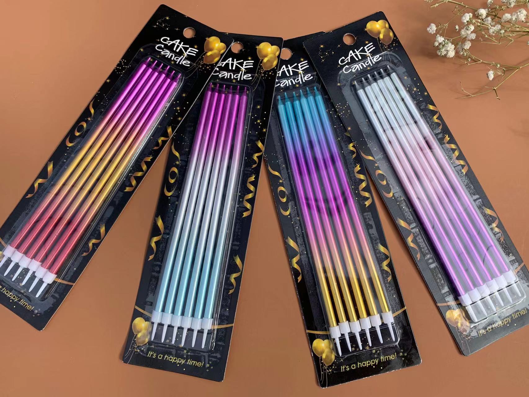 19cm Candle Gradient Color Party Cake Decoration Gold Plated Color Birthday Cake Long Brush Holder Pencil Candle 19cm Candle Gradient Color Party Cake Decoration Gold Plated Color Birthday Cake Long Brush Holder Pencil Candle