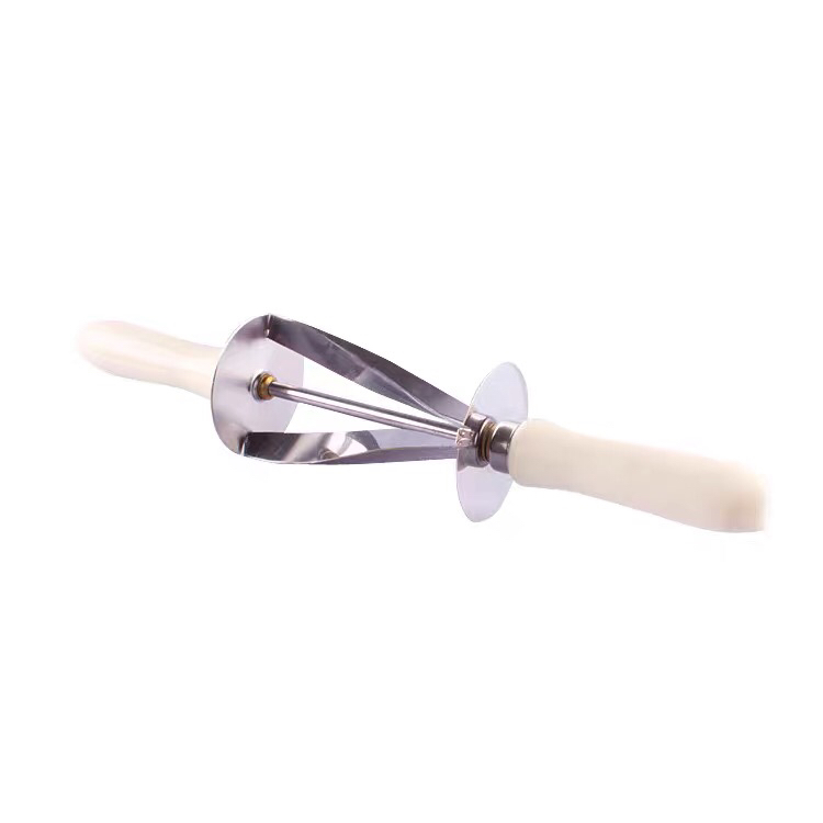 Hand - held triangular stainless steel dough wheel cutter croissant cutter for cutting surface