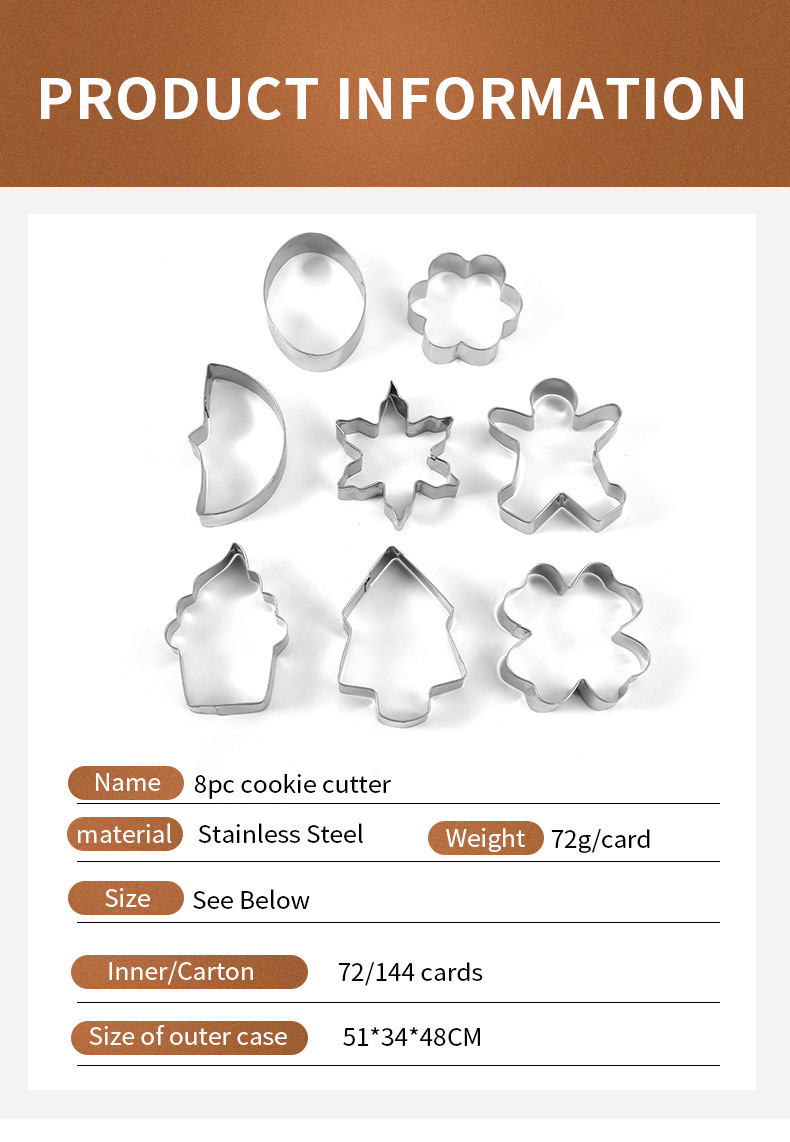 Ryj Stainless Steel Biscuit Mold Suit Kitchen DIY Biscuits Model Gingerbread Man Cookie Cutter 8-Piece Set Baking Tool Ryj Stainless Steel Biscuit Mold Suit Kitchen DIY Biscuits Model Gingerbread Man Cookie Cutter 8-Piece Set Baking Tool