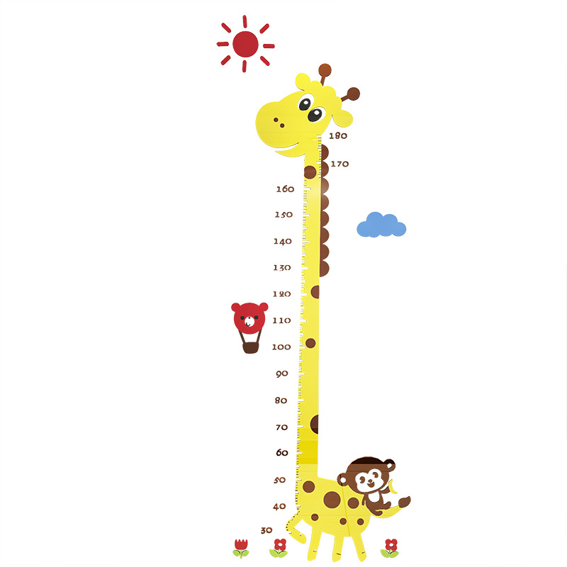 3D Acrylic Three-Dimensional Cartoon Giraffe Height Measurement Wall Sticker Height Measuring Ruler Children&#039;s Room Kindergarten Living Room Wall Sticker