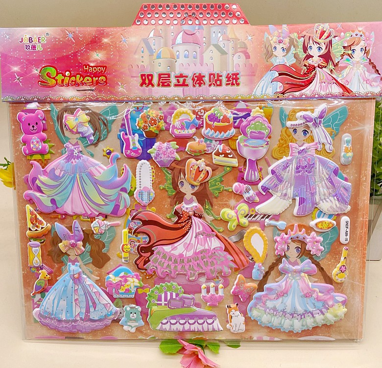 Children's Stickers Princess Dress-up Children's Cartoon Three-Dimensional Girl Dress-up Bubble Sticker Handmade Mermaid Sticker Stickers Children's Stickers Princess Dress-up Children's Cartoon Three-Dimensional Girl Dress-up Bubble Sticker Handmade Mermaid Sticker Stickers
