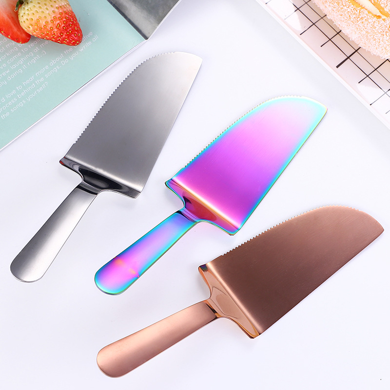 Steel Cake Shovel Golden Magic Color Pizza Cutter Triangle Cake Transfer Shovel Bread Shovel Kitchen Baking Supplies