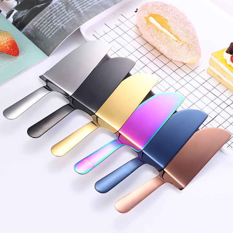 Steel Cake Shovel Golden Magic Color Pizza Cutter Triangle Cake Transfer Shovel Bread Shovel Kitchen Baking Supplies