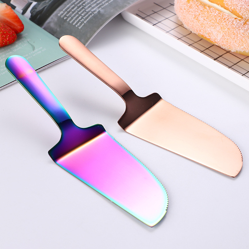 Steel Cake Shovel Golden Magic Color Pizza Cutter Triangle Cake Transfer Shovel Bread Shovel Kitchen Baking Supplies