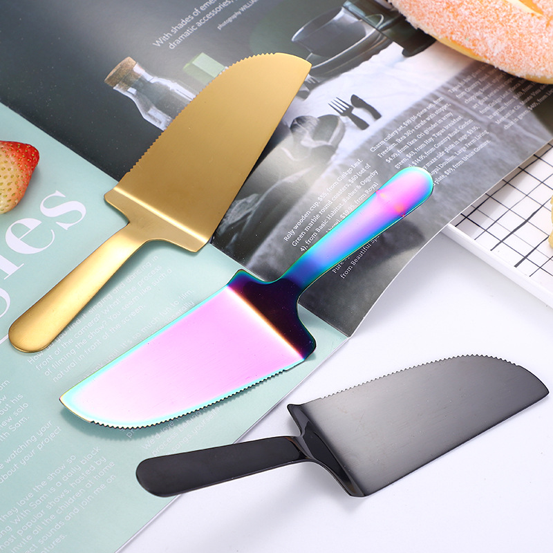 Steel Cake Shovel Golden Magic Color Pizza Cutter Triangle Cake Transfer Shovel Bread Shovel Kitchen Baking Supplies