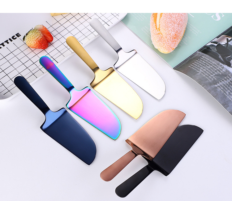 Steel Cake Shovel Golden Magic Color Pizza Cutter Triangle Cake Transfer Shovel Bread Shovel Kitchen Baking Supplies