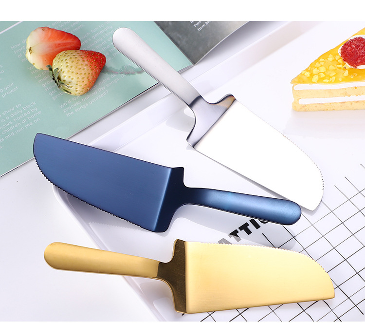 Steel Cake Shovel Golden Magic Color Pizza Cutter Triangle Cake Transfer Shovel Bread Shovel Kitchen Baking Supplies