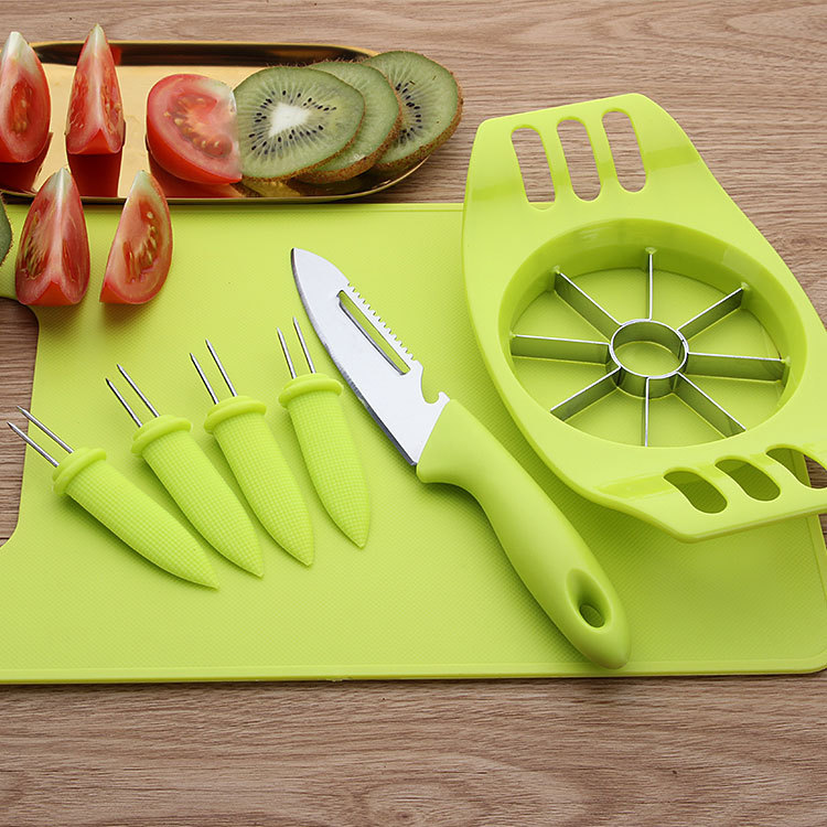 Stainless Steel Apple Cutter Multi-Functional Fruit Knife Peeler Combination Gift Knife Set Fruit Fork Cutting Board
