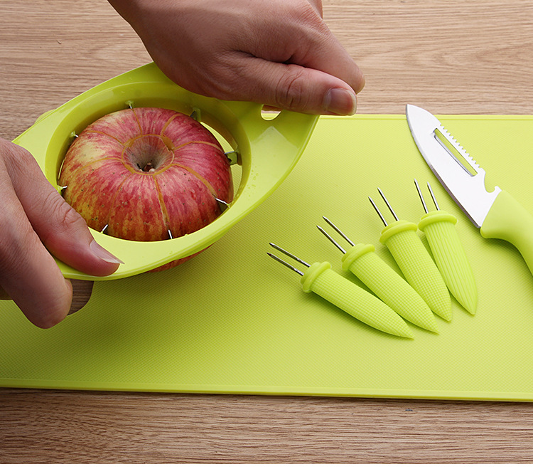 Stainless Steel Apple Cutter Multi-Functional Fruit Knife Peeler Combination Gift Knife Set Fruit Fork Cutting Board Stainless Steel Apple Cutter Multi-Functional Fruit Knife Peeler Combination Gift Knife Set Fruit Fork Cutting Board