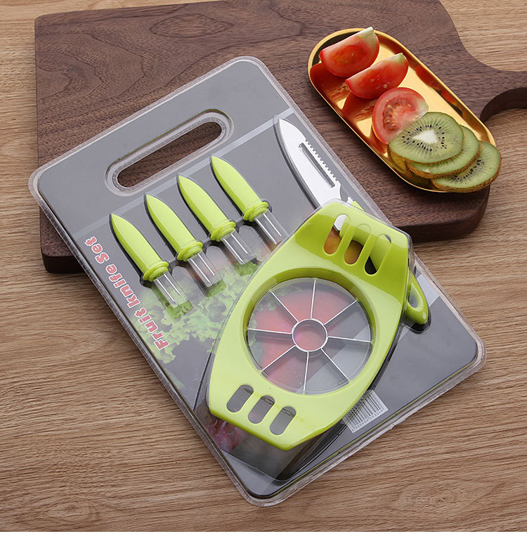 Stainless Steel Apple Cutter Multi-Functional Fruit Knife Peeler Combination Gift Knife Set Fruit Fork Cutting Board Stainless Steel Apple Cutter Multi-Functional Fruit Knife Peeler Combination Gift Knife Set Fruit Fork Cutting Board
