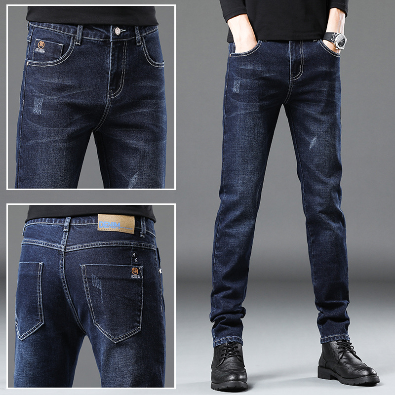 Men&#039;s Jeans 2021 New Autumn Micro Elastic Mid Waist Pencil Pants Teenagers Men&#039;s Casual Trousers Wholesale