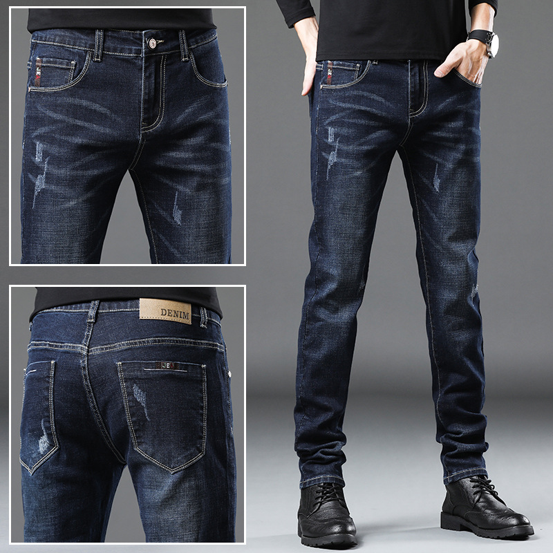 Men&#039;s Jeans 2021 New Autumn Micro Elastic Mid Waist Pencil Pants Teenagers Men&#039;s Casual Trousers Wholesale