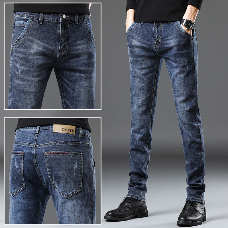 Men&#039;s Jeans 2021 New Autumn Micro Elastic Mid Waist Pencil Pants Teenagers Men&#039;s Casual Trousers Wholesale