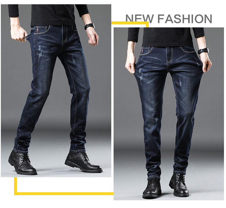 Men's Jeans 2021 New Autumn Micro Elastic Mid Waist Pencil Pants Teenagers Men's Casual Trousers Wholesale