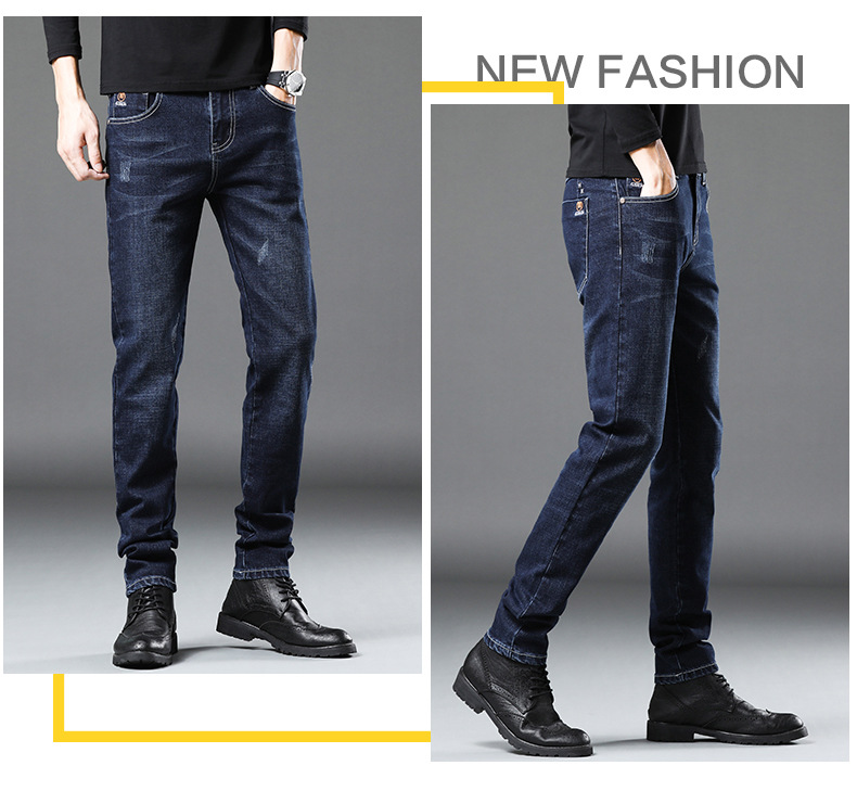Men's Jeans 2021 New Autumn Micro Elastic Mid Waist Pencil Pants Teenagers Men's Casual Trousers Wholesale