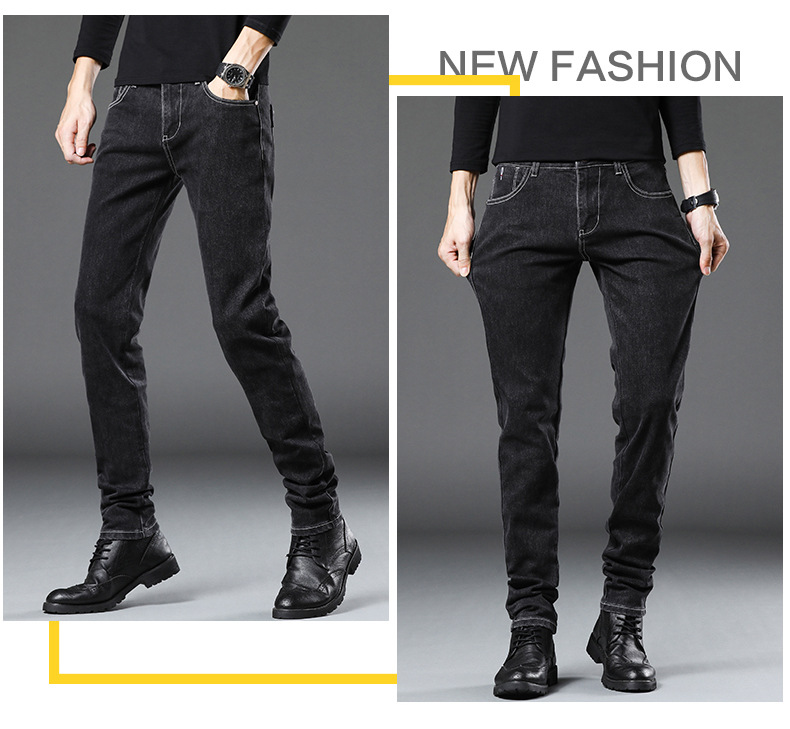Men's Jeans 2021 New Autumn Micro Elastic Mid Waist Pencil Pants Teenagers Men's Casual Trousers Wholesale