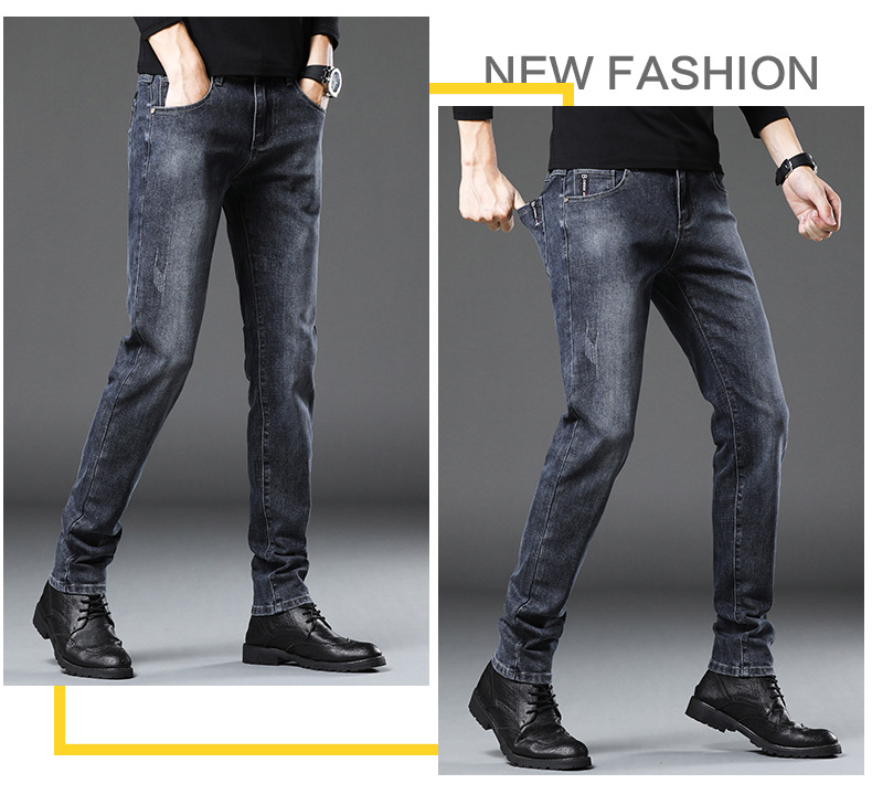Men's Jeans 2021 New Autumn Micro Elastic Mid Waist Pencil Pants Teenagers Men's Casual Trousers Wholesale