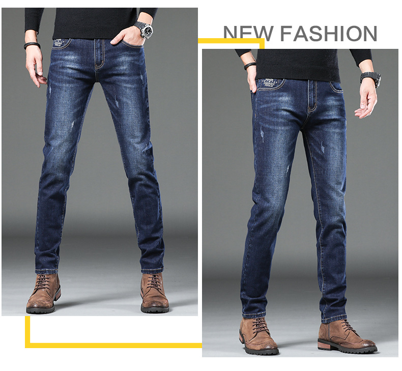 Men's Jeans 2021 New Autumn Micro Elastic Mid Waist Pencil Pants Teenagers Men's Casual Trousers Wholesale