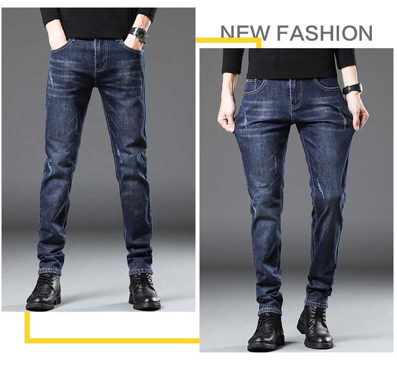 Men's Jeans 2021 New Autumn Micro Elastic Mid Waist Pencil Pants Teenagers Men's Casual Trousers Wholesale