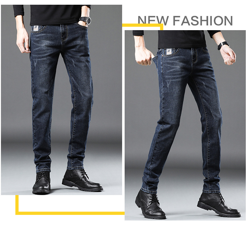 Men's Jeans 2021 New Autumn Micro Elastic Mid Waist Pencil Pants Teenagers Men's Casual Trousers Wholesale