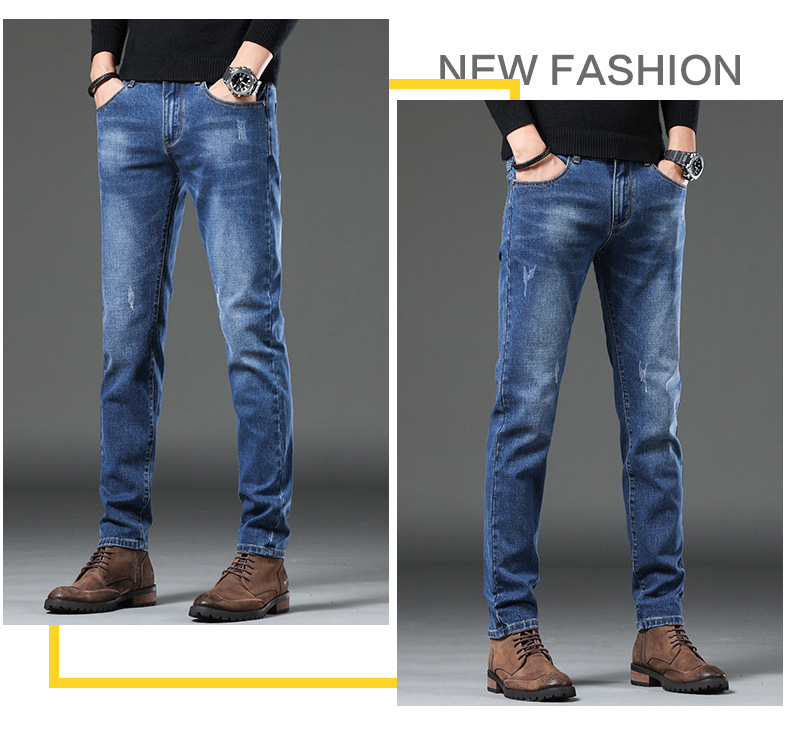 Men's Jeans 2021 New Autumn Micro Elastic Mid Waist Pencil Pants Teenagers Men's Casual Trousers Wholesale