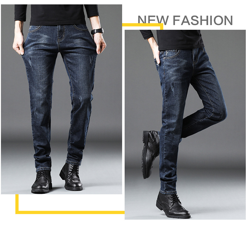 Men's Jeans 2021 New Autumn Micro Elastic Mid Waist Pencil Pants Teenagers Men's Casual Trousers Wholesale