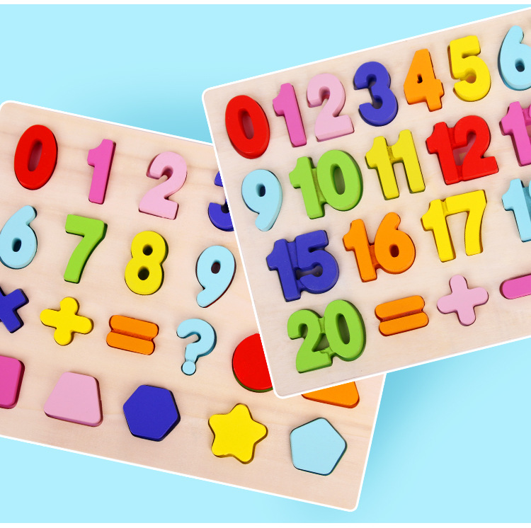 Kindergarten Wooden Three-Dimensional Digital Letters Grab Board Children's Early Education Educational Toys Baby Puzzle Teaching Aids